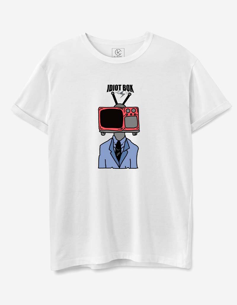 Idiot Box Design T-shirt - White