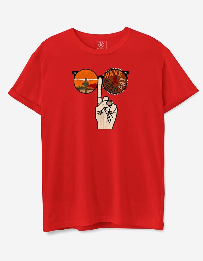 Have a Great Day Design T-shirt - Red