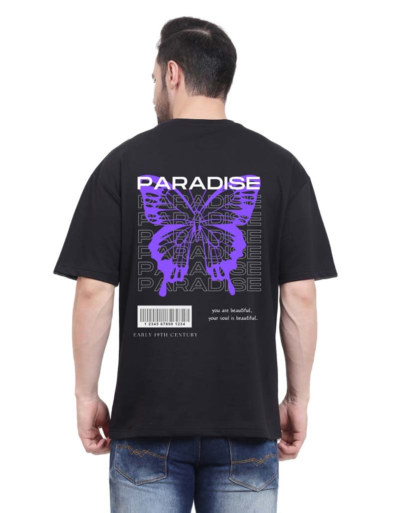 PARADISE Design Oversize Black T-shirt trending graphic streetwear 2025