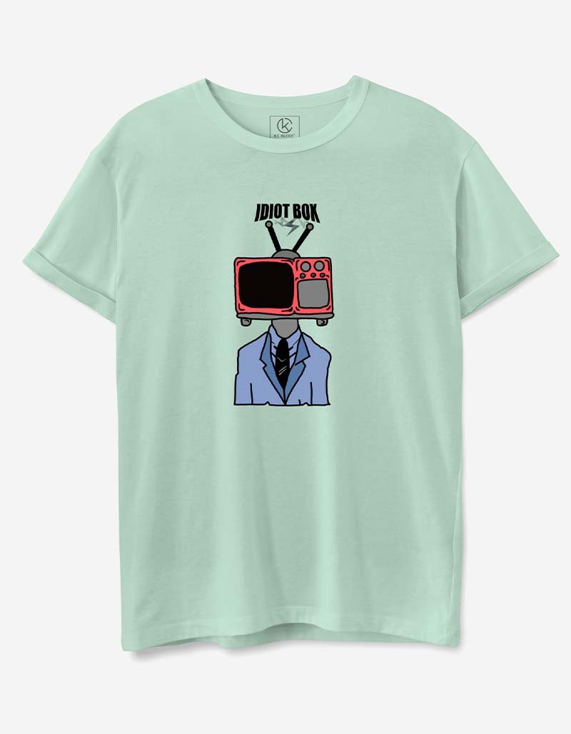 Idiot Box Design T-shirt - Sea Green Light