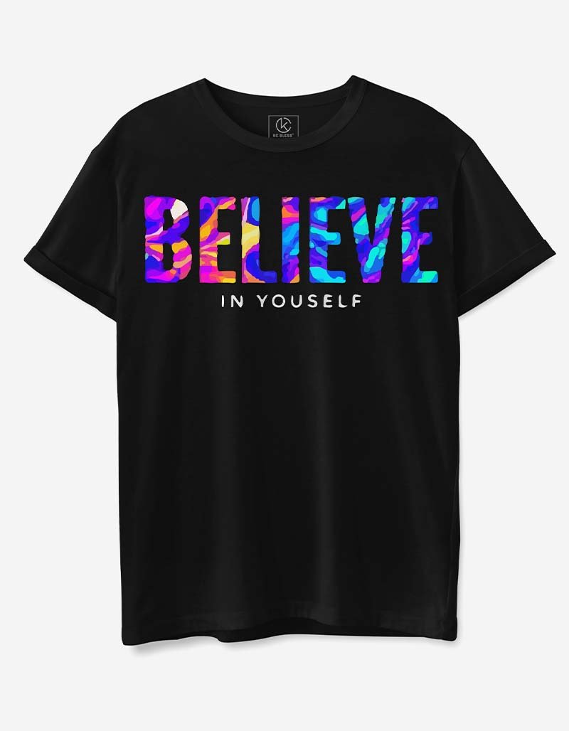 BELIEVE Design T-shirt - Black