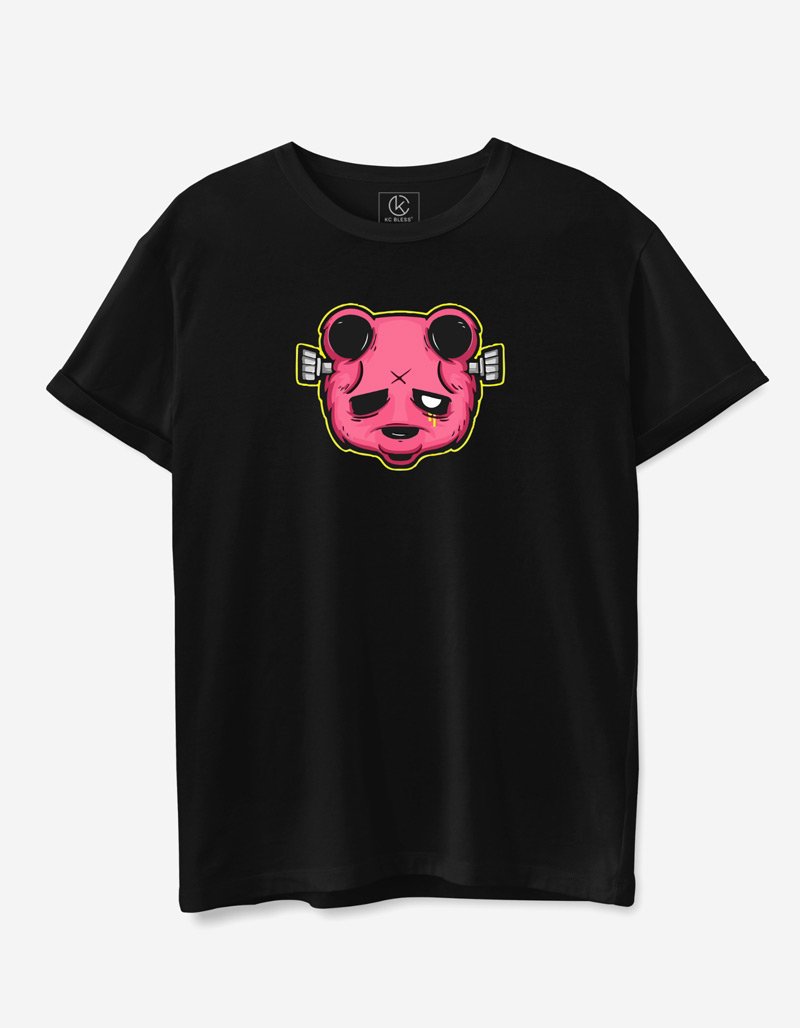 Psycho Panda Design T-shirt - Black