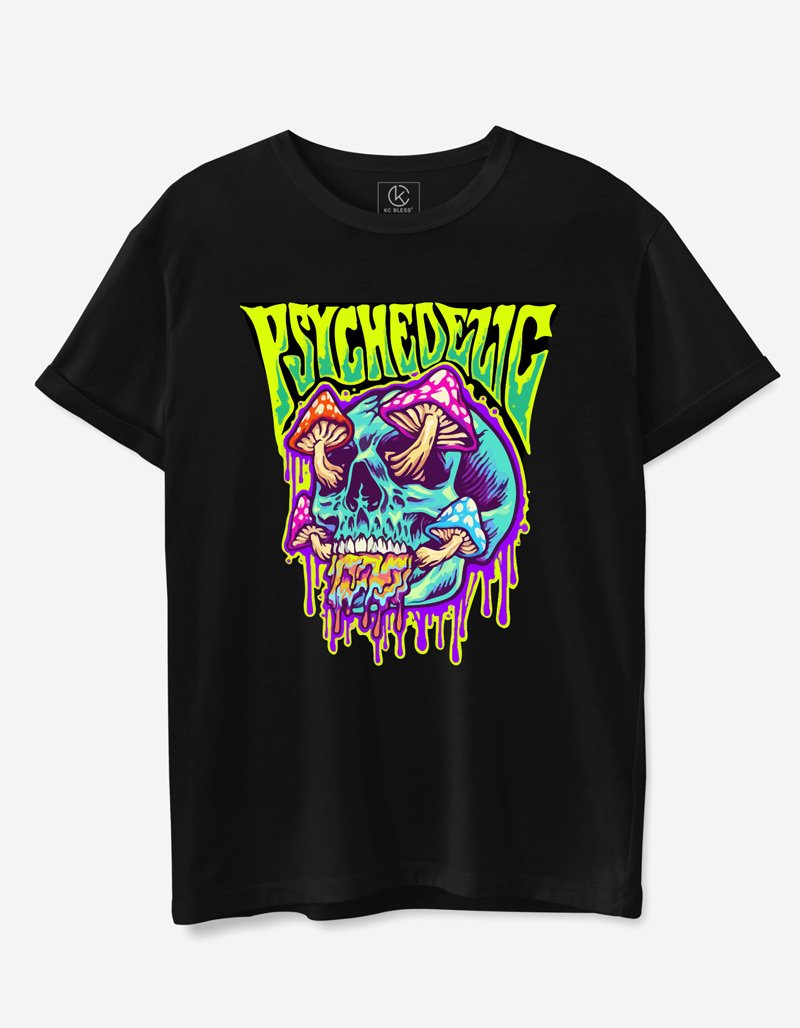 Psychedelic Design T-shirt - Black