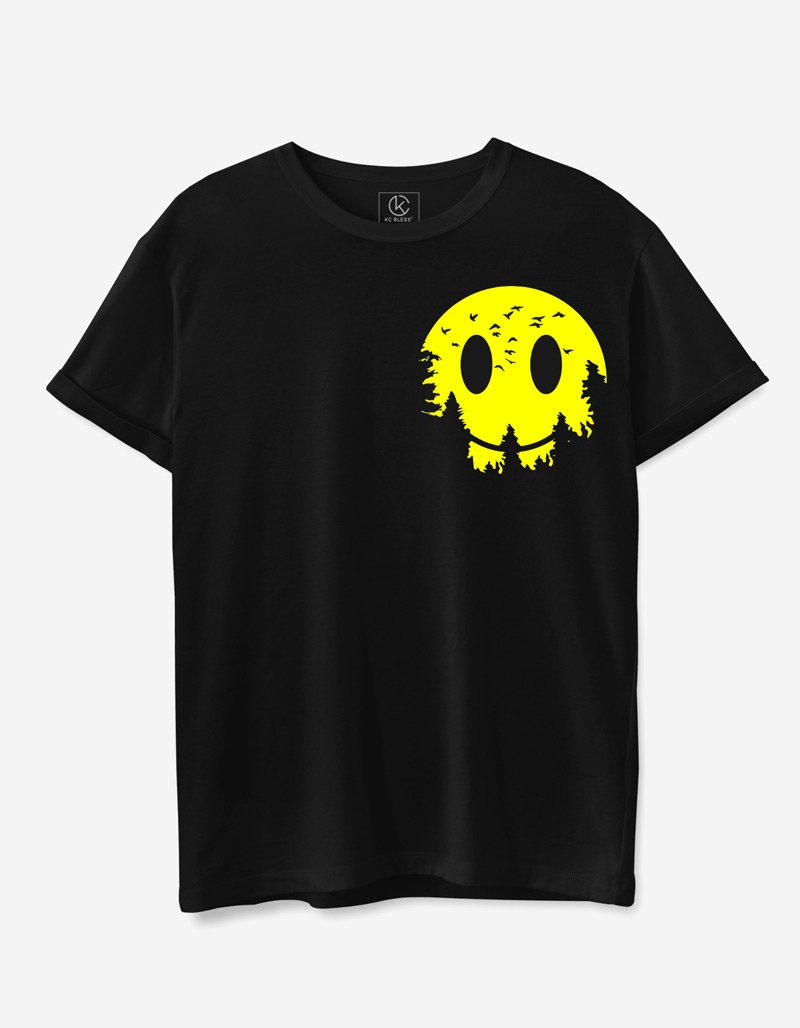 Smiley Design T-shirt - Black