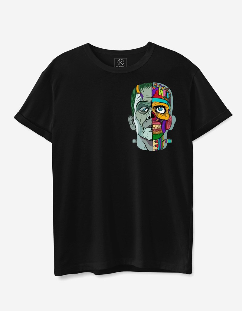 Multi Face Design T-shirt - Black