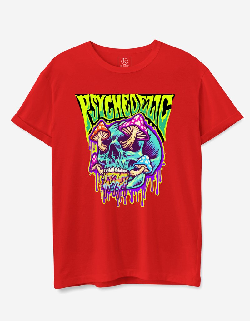 Psychedelic Design T-shirt - Red