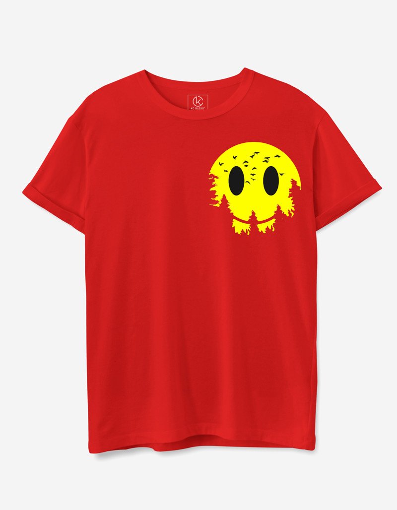 Smiley Design T-shirt - Red