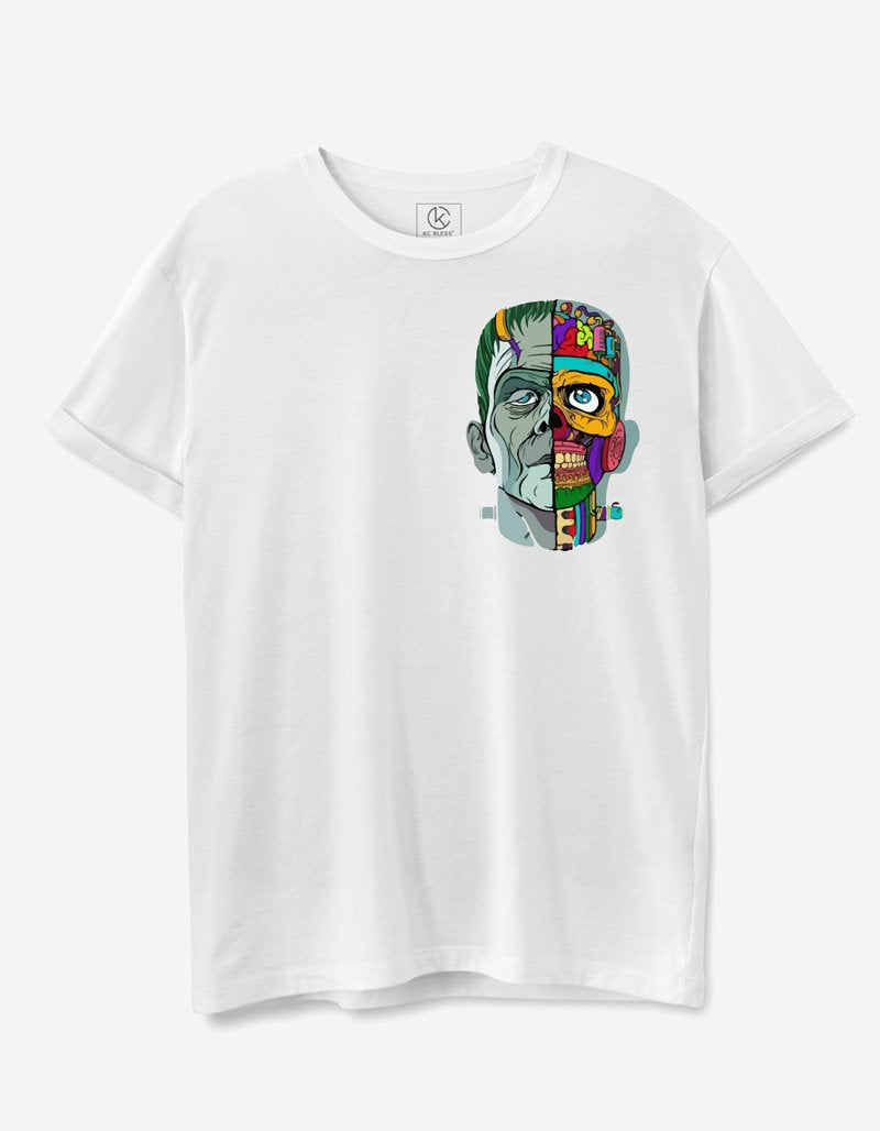 Multi Face Design T-shirt - White