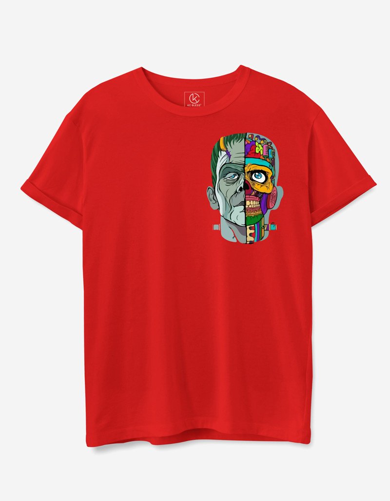 Multi Face Design T-shirt - Red