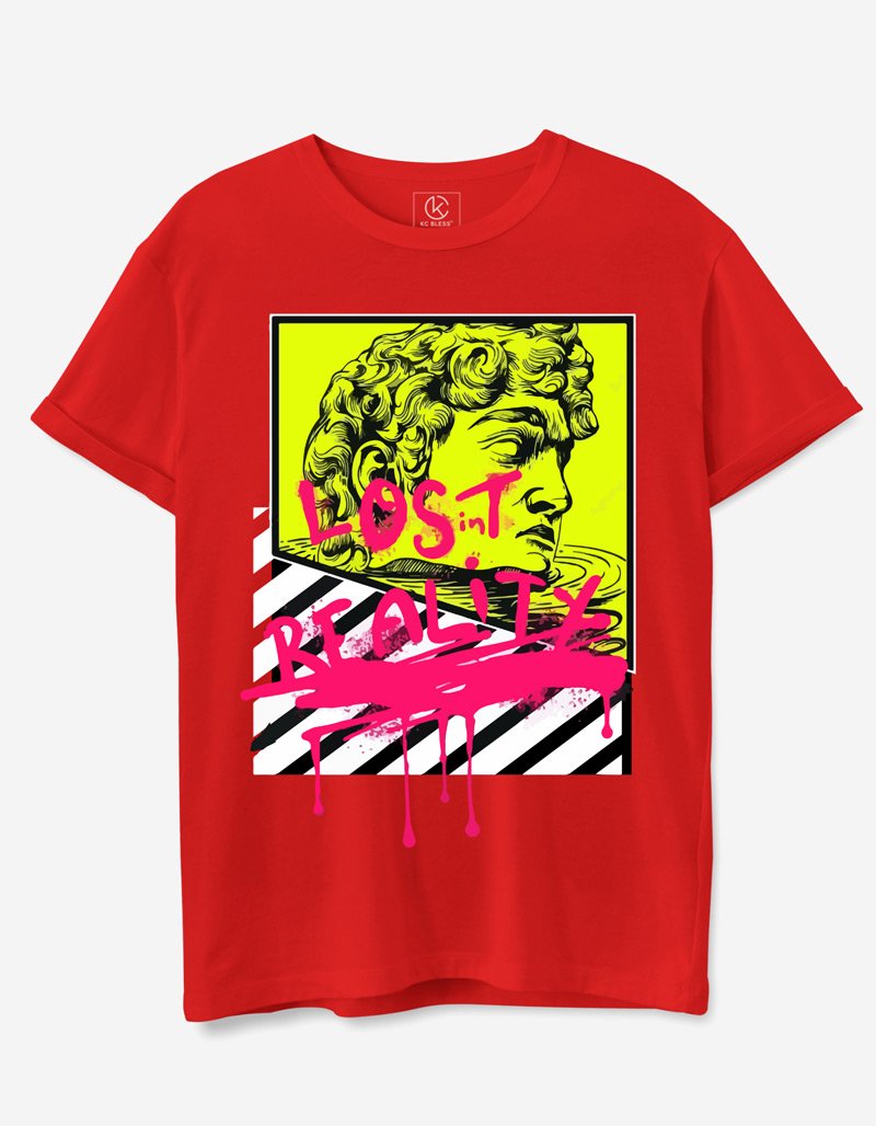 Lost in Reality Design T-shirt - Red