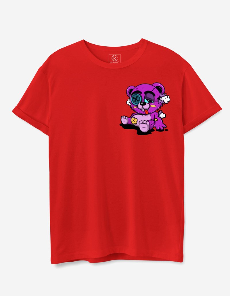 Mad Teddy Design T-shirt - Red