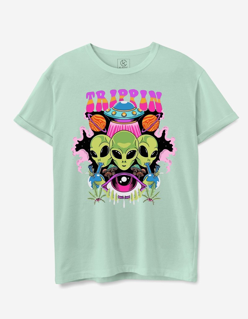 Trippin Design T-shirt - Sea Green Light