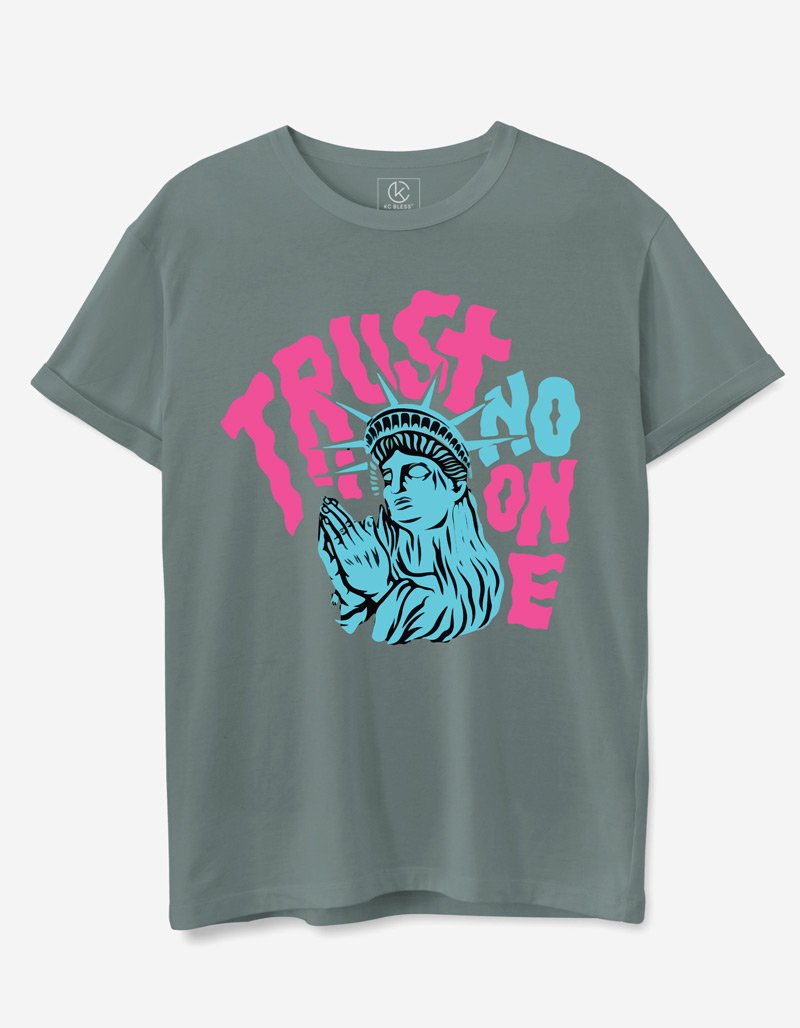 Trust No One Design T-shirt - Greyish Green