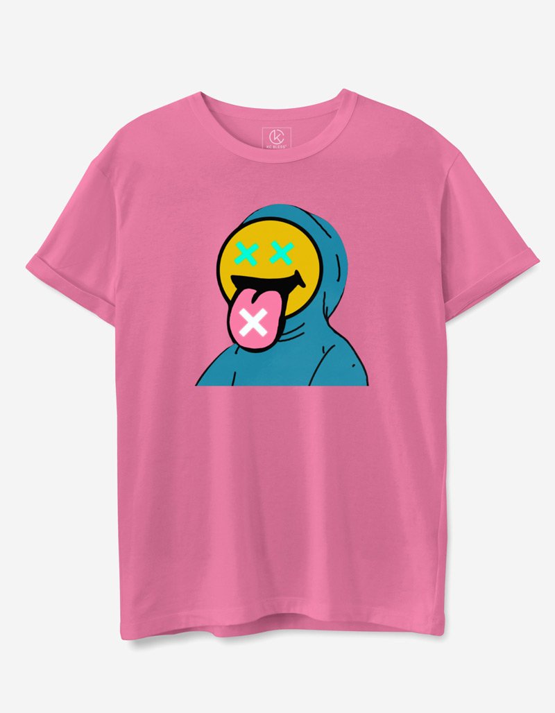 Cross Tongue Design Regular T-shirt - Pink