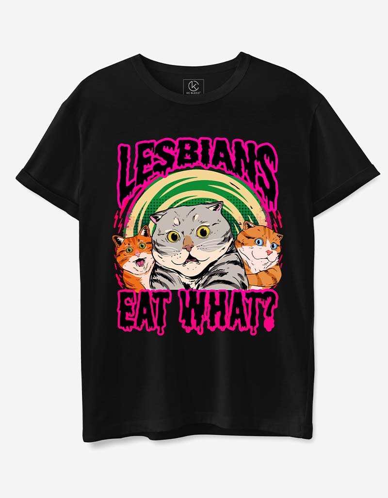 LESBIANS EAT WHAT Design T-shirt Regular fit - Black