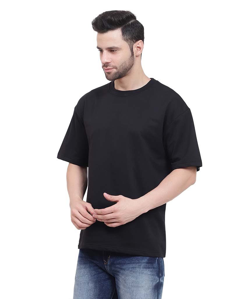 Black branded oversize cotton t-shirt - premium comfortable fit for contemporary urban style