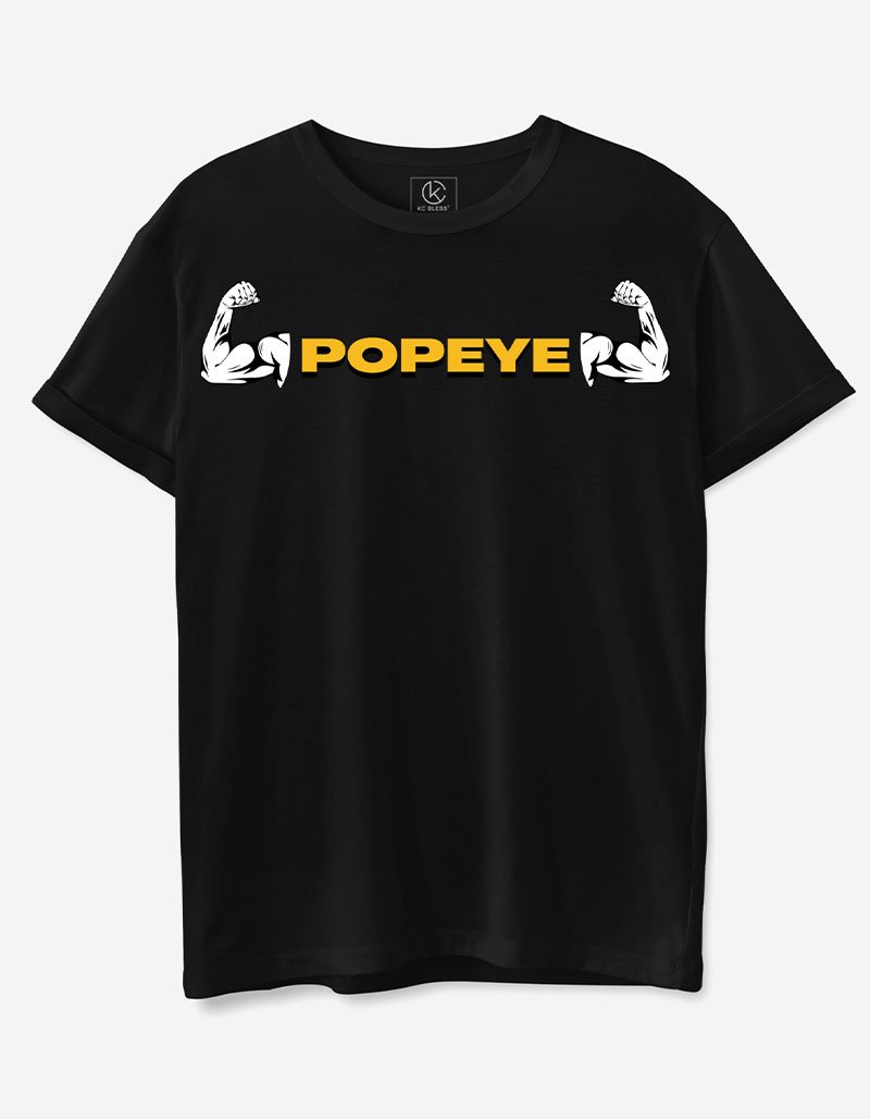Popeye Design T-shirt - Black