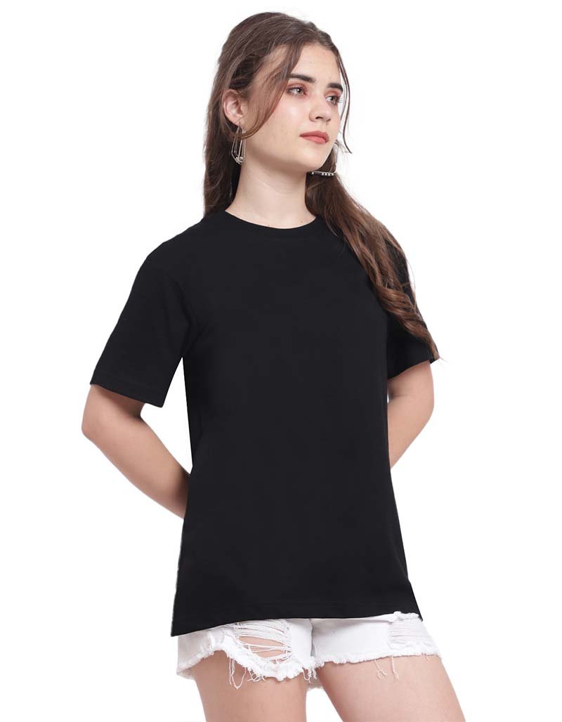 women's plain black cotton tee