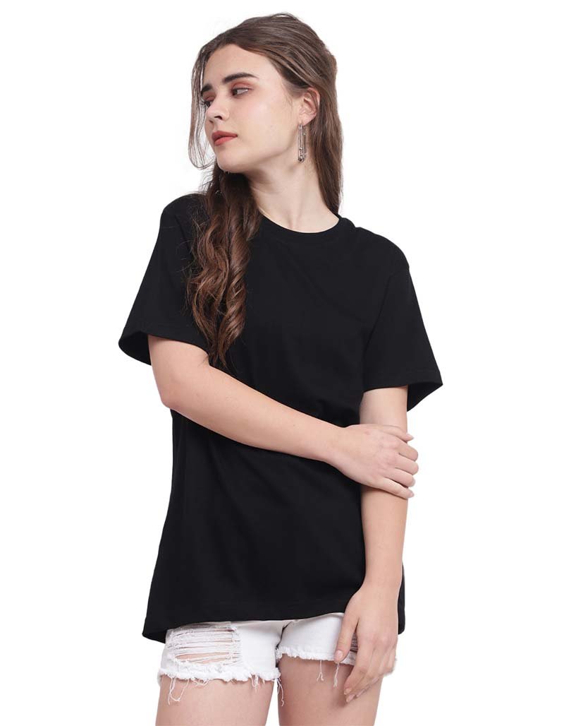 black cotton tee women comfortable fit