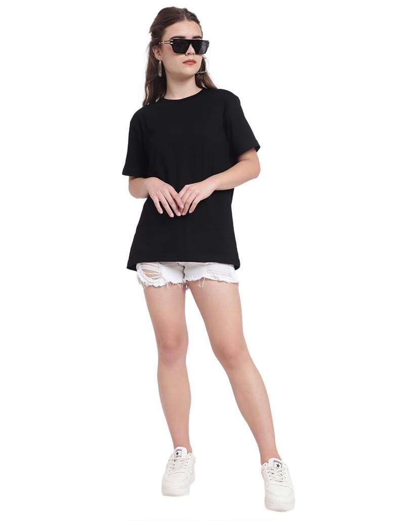 plain black cotton t-shirt women
