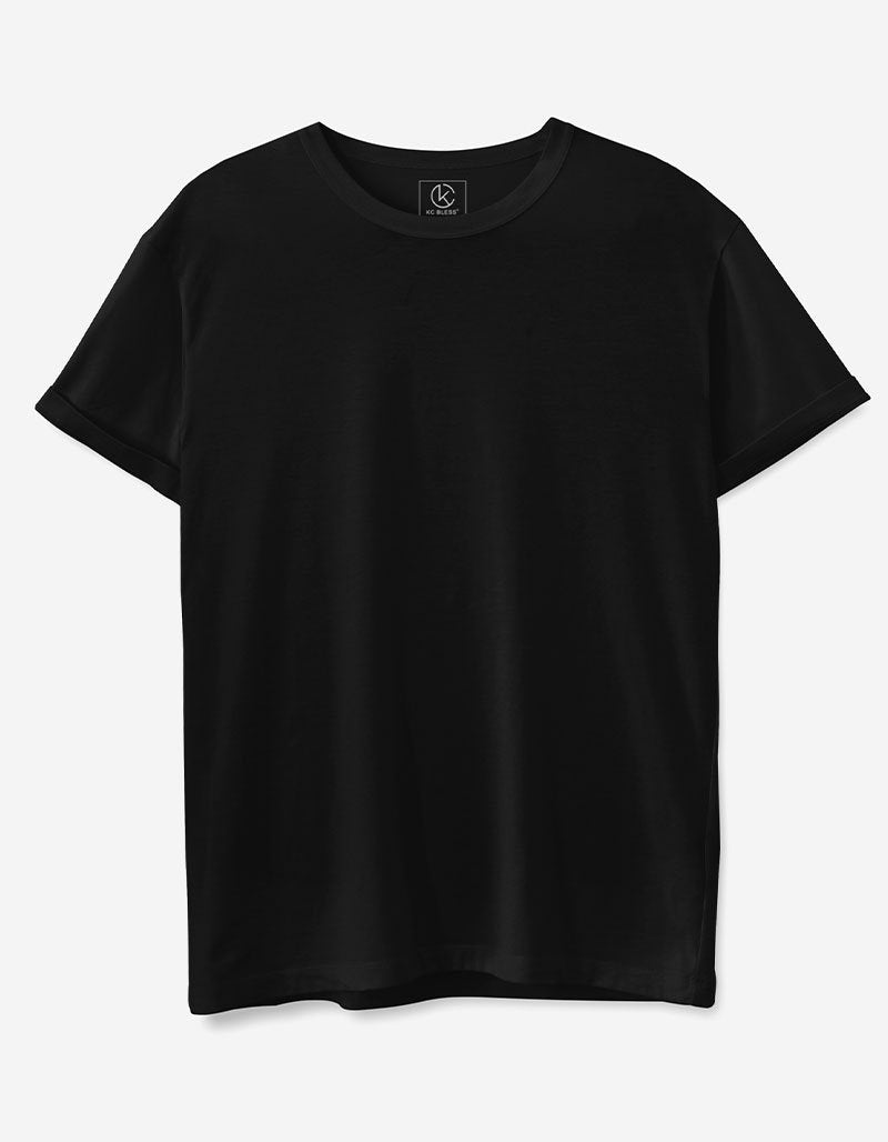 Plain Black Cotton T-shirt