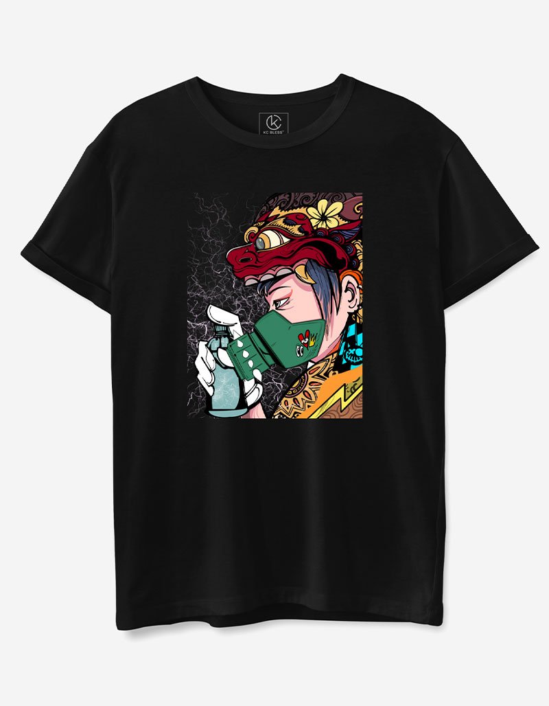 FUNKY SPRAY Design T-shirt - Black