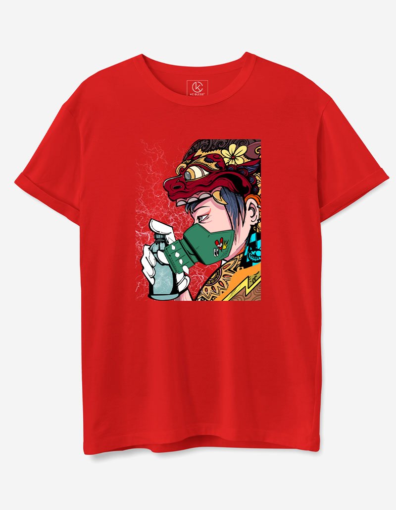 FUNKY SPRAY Design T-shirt - Red