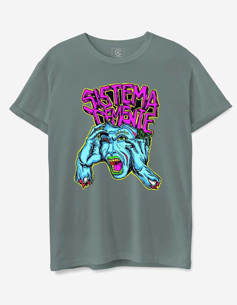 SISTEMA DEMENTE Design T-shirt - Greyish Green