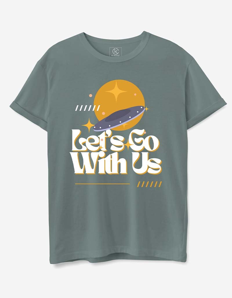 LETS GO Design unisex t-shirt greyish green cotton t-shirt by KC BLESS