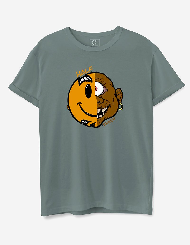 half breed cartoon graphic regular fit t-shirt india greyish green 2025
