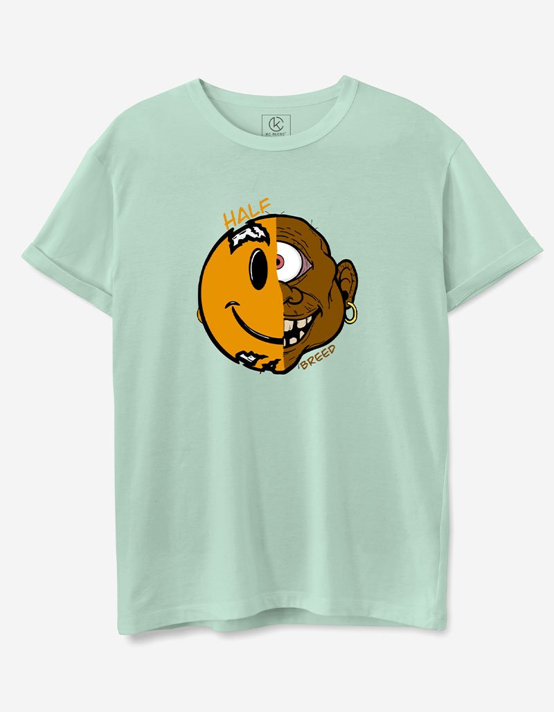 Half Breed Graphic T-shirt India | Regular Fit Unisex Greyish Green Tee 2025