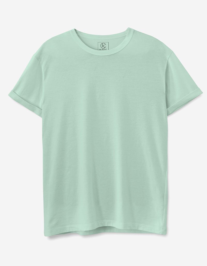 Plain Sea Green Light Cotton T-shirt