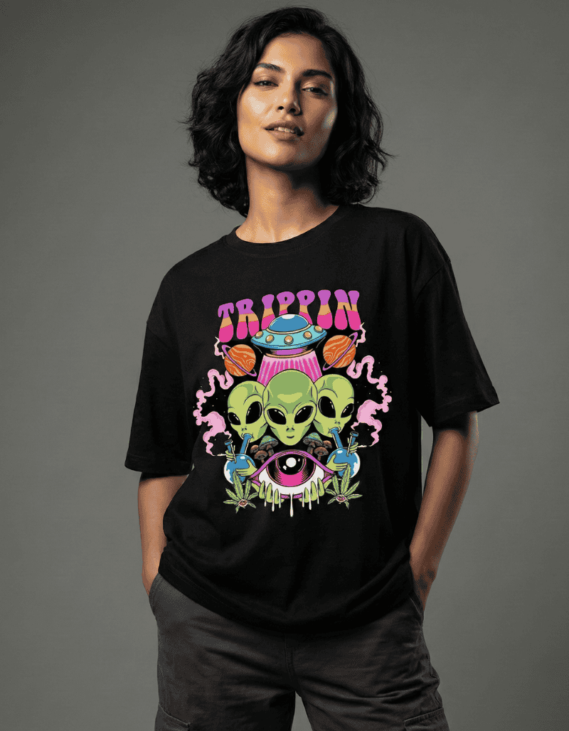 trippin psychedelic oversized graphic t-shirt india 2025
