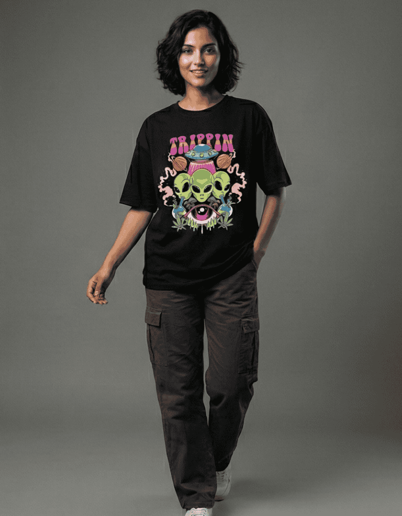 trippin psychedelic oversized graphic t-shirt india 2025