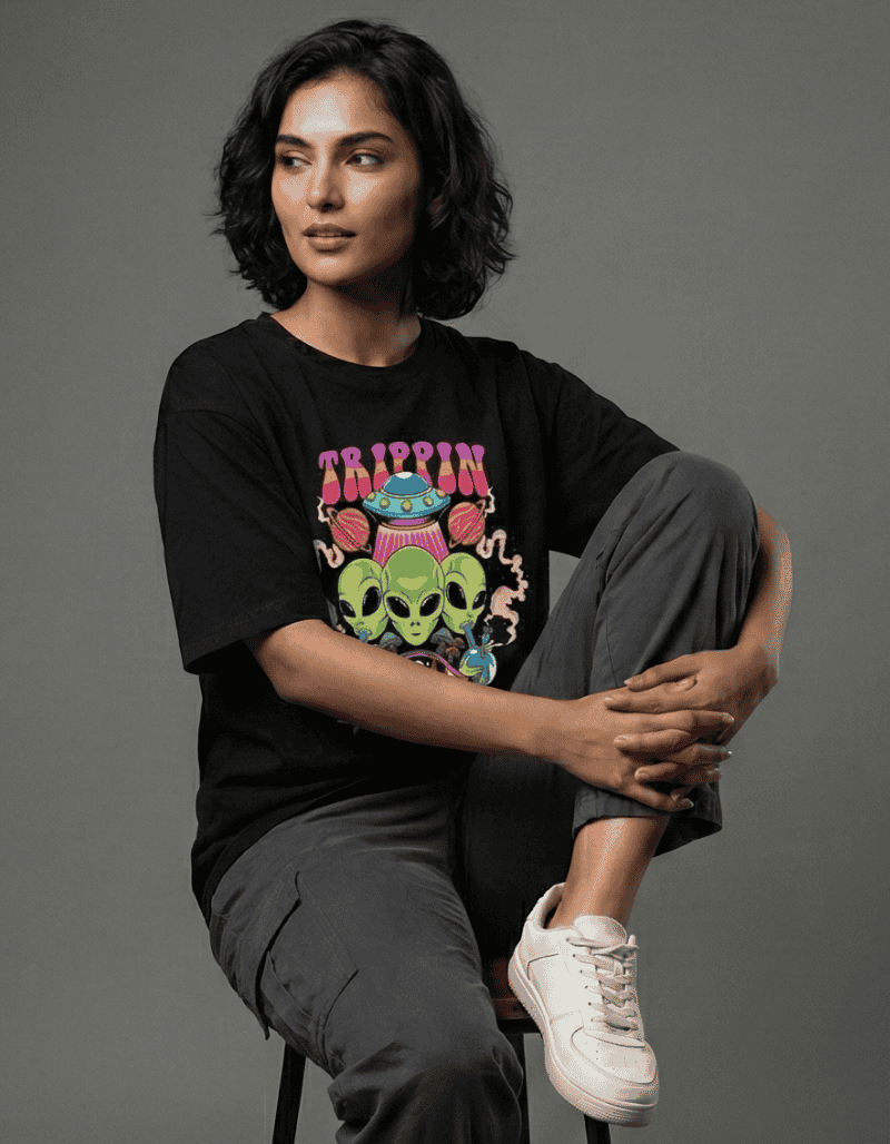 trippin psychedelic oversized graphic t-shirt india 2025