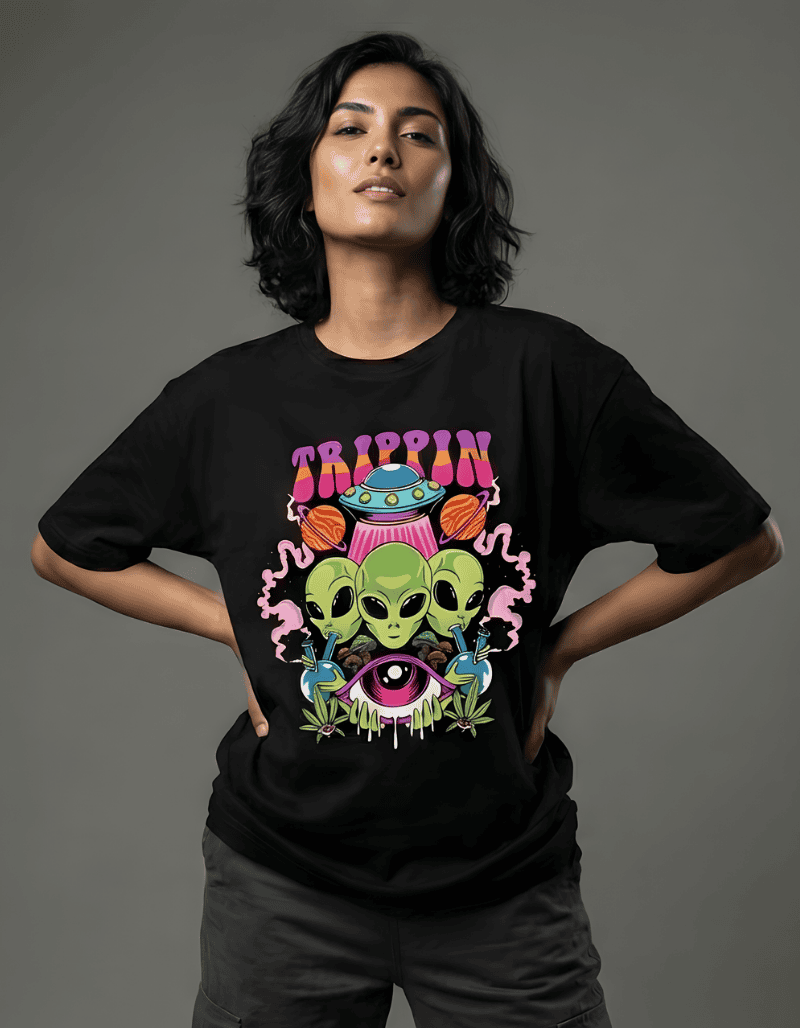 trippin psychedelic oversized graphic t-shirt india 2025