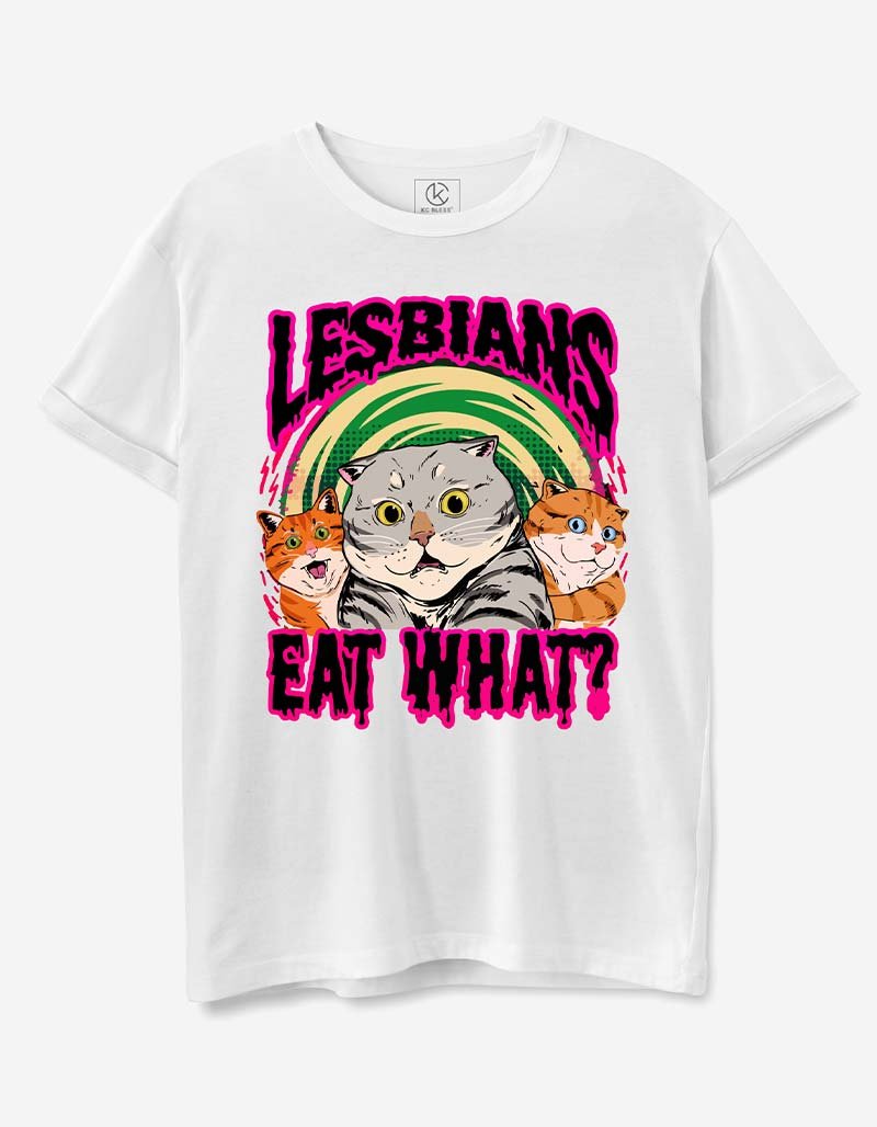 LESBIANS EAT WHAT Design T-shirt Regular fit - White