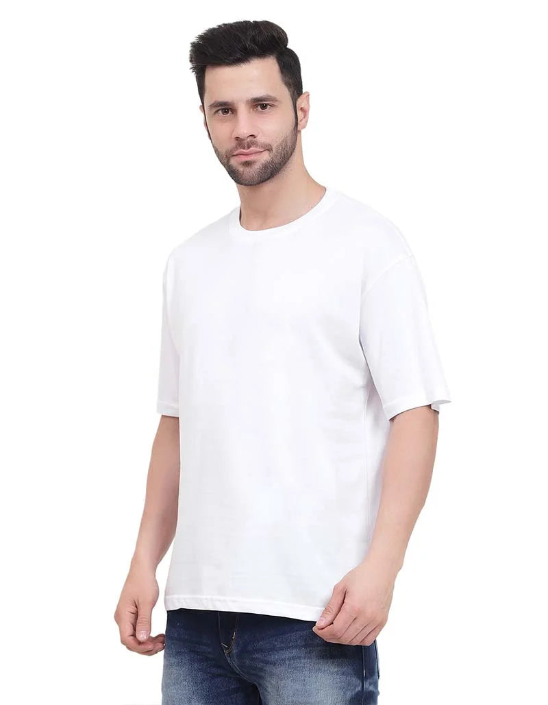 Premium Branded White Cotton Oversize Tee - Breathable Comfortable Streetwear