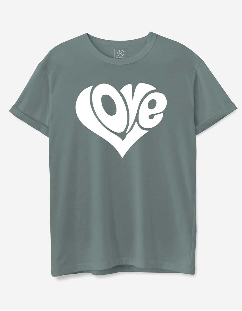Love Design T-shirt - Greyish Green