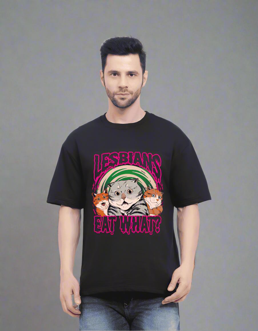 Lesbians Eat What Oversize Tee - Bold Pride Graphic 2025