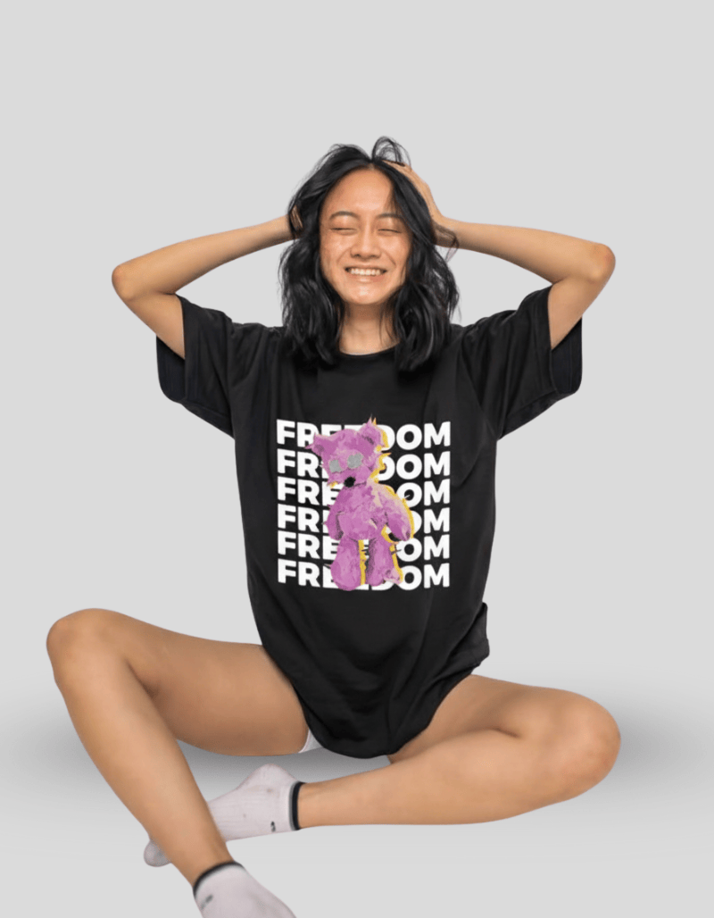 freedom motivational oversized black t-shirt india 2025