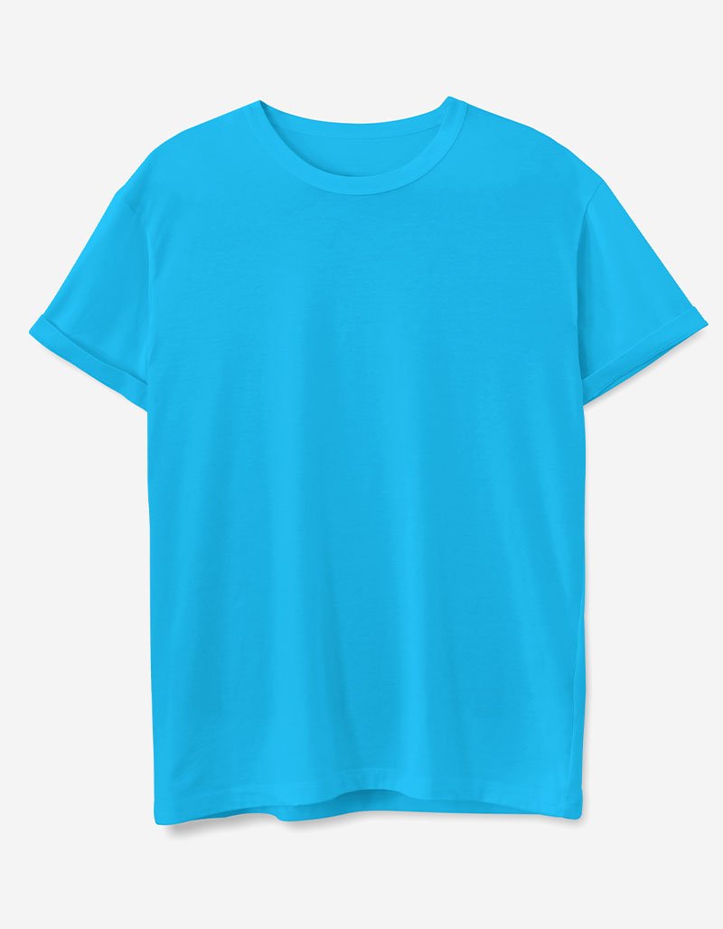 Plain Sky Blue Cotton T-shirt